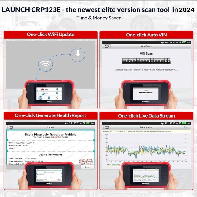 2024 Launch Creader CRP123E Elite OBD2 Scanner Code Reader Scan Tool AutoVIN ABS SRS Airbag TCM Engine Oil SAS Battery Test Free Lifetime Update