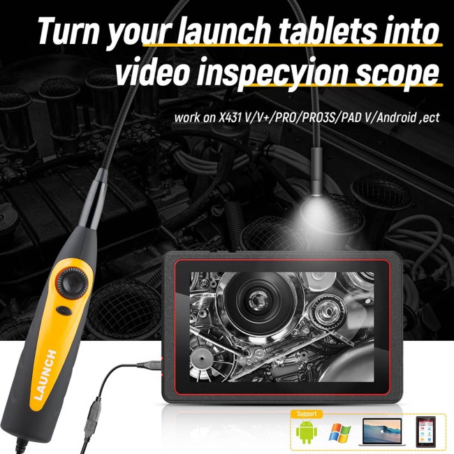 Launch VSP-600 VSP600 Camera VideoScope Borescope IP67 Waterproof HD Endoscope Suitable for Launch X431 Scanner & Android Phone, with 6 LED Lights