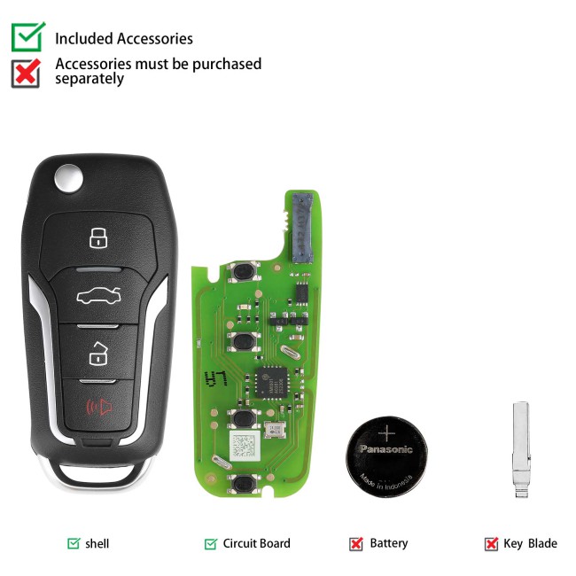 5pcs Launch LE-Ford Super Chip Smart Remote Key 4 Buttons