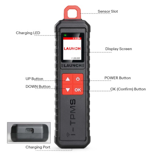 2024 Launch X431 i-TPMS Handheld TPMS Service Tool Tire Pressure Detector Tool Activate/ Relearn/ Program Sensors Work with X-431 Scanner/ Mobile APP