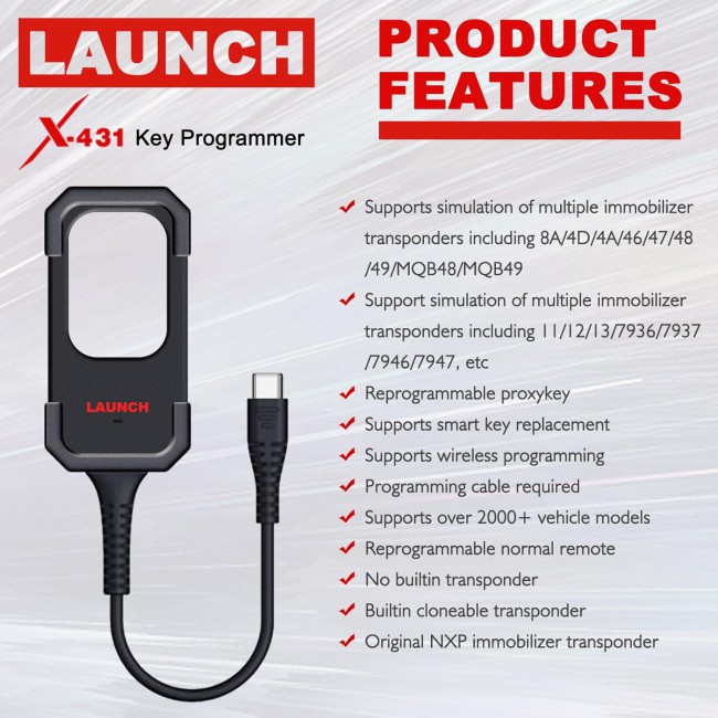 Launch X431 Key Programming Tool and Remote Maker Work with for Launch X-431 IMMO Elte/ IMMO Plus/ IMMO Pro/ IMMO Pad, X-431 Pad V/ X-431 Pad VII