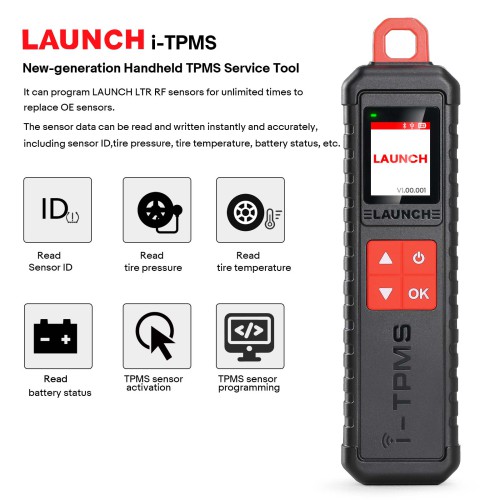 Launch X431 TSGUN i-TPMS WAND Tire Pressure Detector Tool, Relearn,Reset and Program TPMS Sensors Work with Launch X431 V/V+,PRO3S+,PRO5,PAD VII etc.
