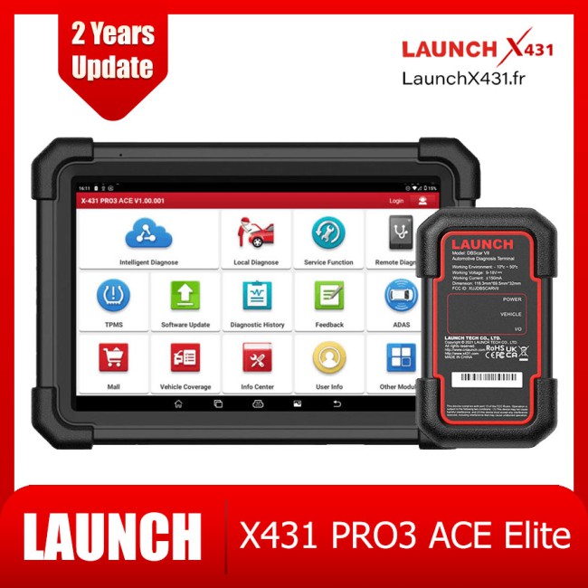 2024 LAUNCH X431 PRO3 ACE Elite Bidirectional Diagnostic Scan Tool with DBSCar VII Connector, Topology Map, Online Coding, 41+ Reset, CAN FD DoIP, FCA