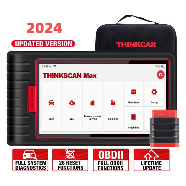 THINKCAR ThinkScan Max OBD2 Scanner Bluetooth Full System Diagnostic Scan Tool for All Vehicles 28 Service Functions Lifetime Free Update