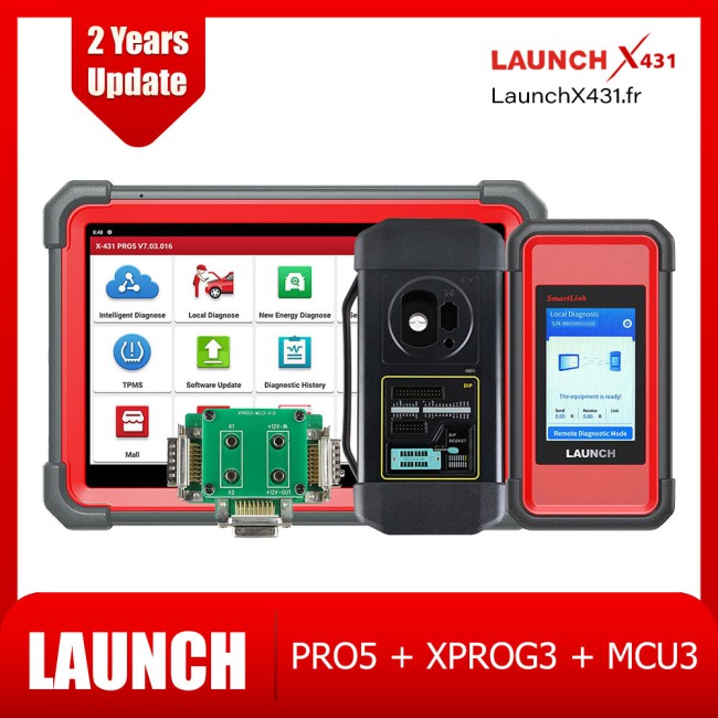 LAUNCH X431 PRO5 Diagnostic Scanner With XPROG3 Advanced Key Programmer and X-431 MCU3 Adapter