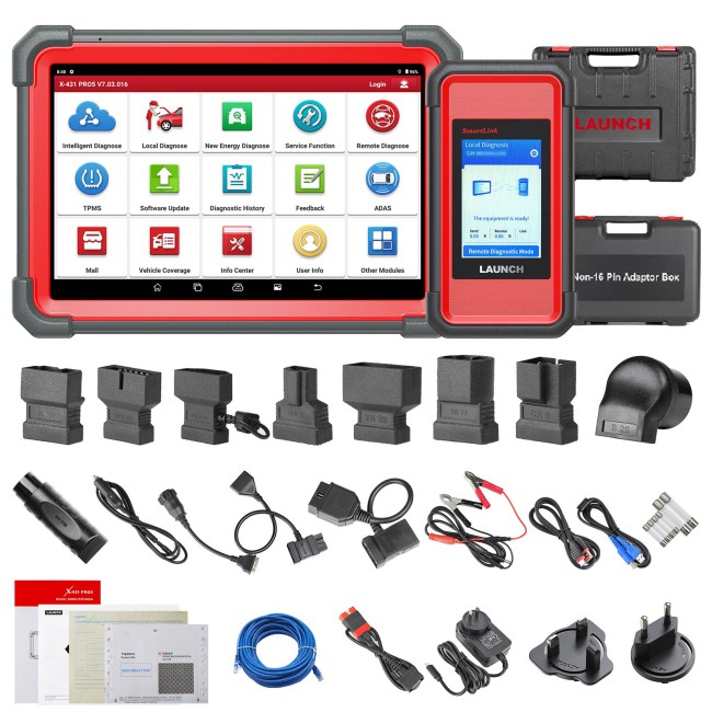 LAUNCH X431 PRO 5 Diagnostic Tool and HD Heavy Duty Truck Software Authorization and Adapters Package Support Both Car and Truck (12V & 24V)