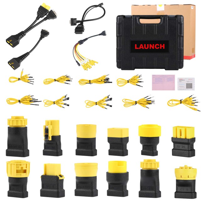 LAUNCH X431 PRO 5 Diagnostic Tool and HD Heavy Duty Truck Software Authorization and Adapters Package Support Both Car and Truck (12V & 24V)